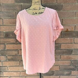 Fashion Pink Flutter Sleeve Boxy Blouse Size Large